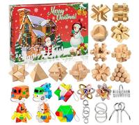 Charmofun Calendario dell'Avvento 2025 Rompicapo, 24 Giorni Puzzle Calendario dell'Avvento con Puzzle in Metallo, Plastica e Legno 3D, Giochi di Abilità Regali di Natale per Ragazzi Ragazze