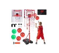 Charmofun Canestro da Basket LED per Bambini, Altezza Regolabile 105-183 cm, 2 in 1 Basket Interno Esterno Con 5 Palline, Musik, Elettronico Punteggio Record, Portatile con Base Zavorrabile