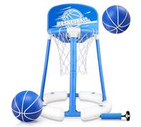 Charmofun Canestro da Basket per Piscina, Pallacanestro Galleggiante in Acqua, Pool Basketball Hoop con 2 Palloni da Piscina e Pompa, Piscina Acqua Giocattolo per Bambini e Adulti, Interni Esterni