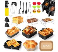 Charmofun Cestino per Friggitrice ad Aria, Accessori Friggitrice ad Aria per Ninja Foodi AF400EU AF300EU AF500EU Dual Basket e Altre Friggitrici ad Aria Doppia, Contenitori Doppio Cestello Accessori