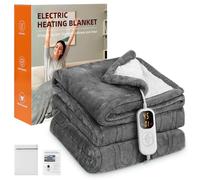 Charmofun Coperta Termica Elettrica, 130X180CM Termocoperta Matrimoniale con Spegnimento Automatico, 8 Temperature, Timer 12H, Riscaldamento Rapido, Lavabile, Plaid Elettrico (Grigio scuro)