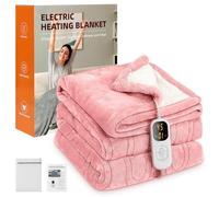 Charmofun Coperta Termica Elettrica, 130X180CM Termocoperta Matrimoniale con Spegnimento Automatico, 8 Temperature, Timer 12H, Riscaldamento Rapido, Lavabile, Plaid Elettrico (Rosa)