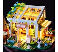 Charmofun Costruzioni Casa Giocattolo con Luci LED, 776 Pezzi Casa dei Fiori Costruzioni con Piante e Gatti, Set di Blocchi da Costruzione Regalo per Adulti Bambini 6+ anni