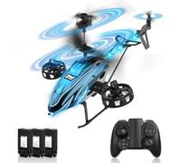 Charmofun Elicottero RC, Elicottero Telecomandato 2.4G con 7 Luce e 3 Batterie, 33 Minuti Volo, 4.5 Canali elicotteri Radiocomandat con Giroscopio, Aerei RC per Ragazzi Ragazze da 6+ Anni (Blu)