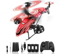 Charmofun Elicottero RC, Elicottero Telecomandato 2.4G con 7 Luce e 3 Batterie, 33 Minuti Volo, 4.5 Canali elicotteri Radiocomandat con Giroscopio, Aerei RC per Ragazzi Ragazze da 6+ Anni (Rosso)