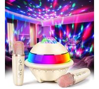Charmofun Karaoke per Bambini con Luci Discoteca, Bluetooth Karaoke con 2 Microfono Wireless, Regalo Compleanno Bambina 3-12 Anni, 5 Luce LED e Cambia Voce, Giocattolo Regali Natale Bambini