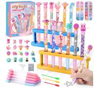 Charmofun Kit Creativo per Creare Penne, Laboratorio delle Penne Fabbrica, 18 Penne Personalizzate, Set di Penne Creare Fai da te, Lavoretti Creativi per Bambini Bambina