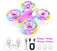 Charmofun Mini Drone Bambini con Luci, RC Aereo Giocattolo Drone Telecomandato con Funzione Hovering, 3D Flip e 3 Batterie, Giocattoli Regalo Per Principianti, Ragazzi e Ragazze (Rosa)