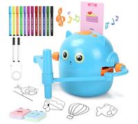Charmofun Robot che Disegna per Bambini, Robot Disegno Bambini con 100 Cartoline, Robottino Giocattolo per Apprendimento Precoce, Robots Interattivo Vocale per Bambino Bambina dai 3 Anni in su (Blu)