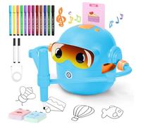 Charmofun Robot che Disegna per Bambini, Robot Disegno on 100 Cartoline, Robottino Giocattolo per Apprendimento Precoce, Robots Interattivo Vocale per Bambino Bambina dai 3 Anni in su (Blu-2)