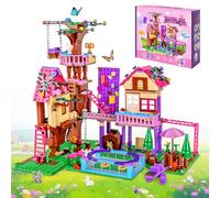 Charmofun Set di Costruzione Casa sull'Albero, 756 Pezzi | Casa sull'Albero nella Foresta con 3 Bambole e 4 Animali, Costruzioni Casa sull'Albero Regalo per Bambina 6-12 Anni