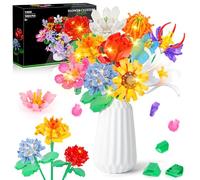 Charmofun Set di Costruzione Fiori con Luce LED, 1064PCS Costruzione Bouquet di Fiori con 12 Tipi di Fiori per Adulti Bambini, Ideal Regalo per San Valentino Festa della mamma Natale (Senza Vaso)