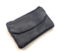 Charmoni - Portafoglio Uomo - Portamonete - Multi Tasche - Chiusura lampo - in vera pelle - Classico completo, Blu marino, taglia unica, Classico