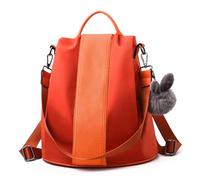 CHARMORE Zaino da donna, impermeabile, in nylon, per la scuola, anti-furto, borsa a tracolla, Arancione-Grande, L