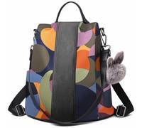 Charmore, Zaino da donna in nylon impermeabile, antifurto, con tracolla, per la scuola, Colorato, M, Zaino da viaggio
