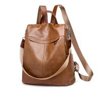 Charmore, Zaino da donna in nylon impermeabile, antifurto, con tracolla, per la scuola, Pelle marrone, M, Zaino da viaggio…