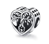 Charms Albero della Vita Argento 925 Charm Bead Albero genealogico Cuore compatibili Bracciale Pendente Famiglia Originale Passions Moments Regalo Gioielli