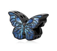 Charms alle farfalle blu 925 sterline fascino d’argento Adatta la ragazza del braccialetto di Pandora Jewelry fa regali per le donne (Farfalla nera)