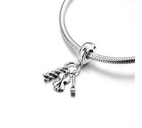 Charms Bead,Pasta E Forchetta Con Cuore D'Amore Argento Sterling 925 Perline Pendenti Fine Charm Charm Bracciale Regalo Gioielli