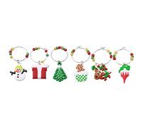 Charms Vetro Vino Anelli Marcatore - Anello di Vino di Natale per Decorazioni da Tavola da Bar per Feste di Natale 6 Pezzi