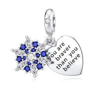 Charms You Are Braver Than You Believe in argento sterling per bracciale Pandora cuore CZ fiocco di neve per donna