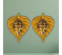 Charmy Crafts Piccolo Ganesha in metallo su foglia, da appendere alla parete, decorazione per la stanza, migliore inaugurazione della casa, articolo regalo per decorazione da parete, set di 2