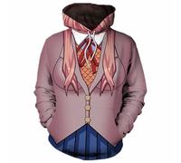 Charous Anime Doki Doki Literature Club! Felpa con Cappuccio Monika Cosplay, Felpa Unisex per Cosplay O Regalo,Rosa,XXL