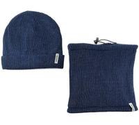 CHARRO Cappello Invernale Uomo Donna + Scaldacollo Abbinato Completo Inverno 2pz Cuffia zuccotto Blu Interno in Pile