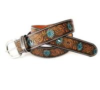 CHARRO EL E701C cintura in vero cuoio stampato e dipinto a mano (girovita 80 cm lunghezza cintura 95 cm)