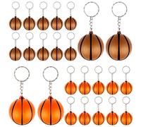 Charshiu 24 Pezzi Sport Palla Portachiavi di Pallacanestro Portachiavi Pendente Decor Regali di basket per feste Ricompensa del Carnevale Scolastico per la Festa a Tema del Baske Arancione e Marrone