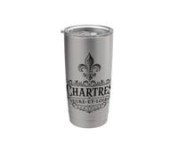 Chartres Eure-Et-Loir France - Stampa decorativa con giglio, colore: Nero Bicchiere termico in acciaio inox doppia parete