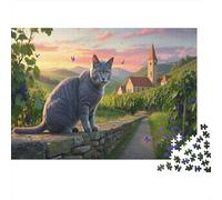 Chartreux Jigsaw Puzzle Impossible 1000 Pezzi Vigneto tramonto Decorazione Per La Casa. Rilassamento E Intelligence Per Adulti E Ragazzi Da 14 Anni 1000pcs (75x50cm)