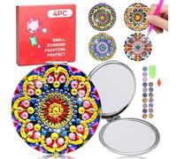 CharySim Kit di 4 specchi compatti con pittura a diamante per arti e mestieri di cristallo per adulti mandala tascabile specchio regali per donne