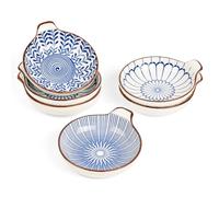 ChasBete Ciotoline per Aperitivo Ceramica Set da 6, Piccole Ciotole Aperitivo, Ciotoline con Manico per Salsa Snack Set Aperitivo, Blu, 11x2,5cm