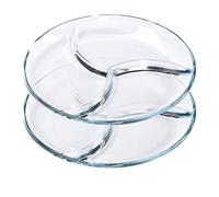ChasBete Servizio Piatti Moderni, Piatti Vetro Trasparenti a Scomparti, Piatti da Portata, D 25cm Set di 2 Piatti Piani