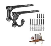 ChasBete Staffe per mensole 2 pezzi, staffe mensole pesanti 10 cm, staffa mensola nera con ganci, metallo reggi mensola da muro