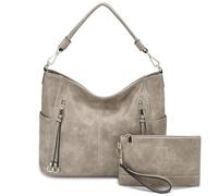 Chase Chic Borsa Donna Borse a Tracolla Borse a Mano Hobo Bauletto in Pelle PU Impermeabile Borse a Spalla Portafoglio 2 Pezzi Set, Kaki