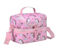 Chase Chic Borsa Termica Bambina Bambini Pranzo Borsa Termica Porta con Tracolla Regolabile Staccabile per Ragazzi Bambina Scuola Termico Borsa Frigo Lunch Box a Doppio Scomparto, Unicorno