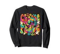 Chase Peace Groovy Retro Hippie Flower Power Dove Arcobaleno Felpa