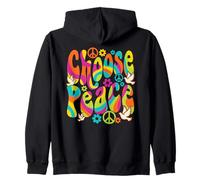 Chase Peace Groovy Retro Hippie Flower Power Dove Arcobaleno Felpa con Cappuccio