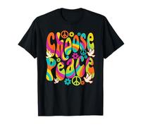 Chase Peace Groovy Retro Hippie Flower Power Dove Arcobaleno Maglietta