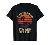 CHASE THE HORIZON STAY WILD RIDE FREE amante del campeggio escursionismo Maglietta