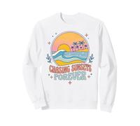 Chasing Sunsets Forever Beach Ocean Palm Retro Vacanza Surf Felpa
