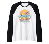 Chasing Sunsets Forever Beach Ocean Palm Retro Vacanza Surf Maglia con Maniche Raglan