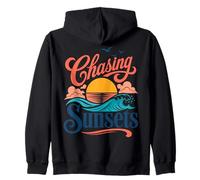 Chasing Sunsets Retro Beach - Vibrazioni costiere Felpa con Cappuccio