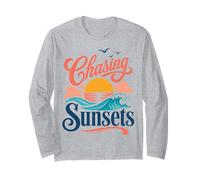 Chasing Sunsets Retro Beach - Vibrazioni costiere Maglia a Manica