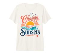Chasing Sunsets Retro Beach - Vibrazioni costiere Maglietta Premium