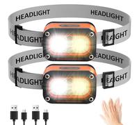 Chasinglee 3000 lumen, super luminosi, ricaricabili tramite USB, lampada frontale a LED,regolabile, impermeabile, con sensore di gesto, adatta per campeggio, ciclismo, pesca durante（Confezione da 2）