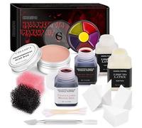 CHASPA Kit per Halloween, liquido in lattice SFX per cicatrici falsificate, per immagini - Cera per cicatrici - Liquido in lattice, finti finti sangue, spatola, spugne di rame per Halloween Cosplay