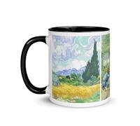 Chatcripant Tazza artistica da 325 ml - Tazza ispirata a opere famose e dipinti classici - Idea regalo per appassionati d'arte - Vari modelli (Post-impressionismo - Cipresso)